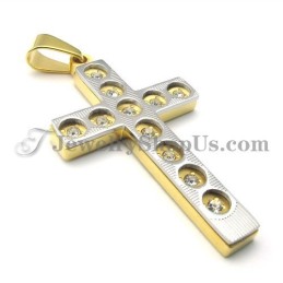 Pendentif Élégant En Titane Avec Croix En Or Et Strass