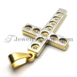 Pendentif Élégant En Titane Avec Croix En Or Et Strass