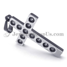 Pendentif Élégant En Titane Avec Croix Noire Et Strass