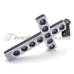 Pendentif Élégant En Titane Avec Croix Noire Et Strass