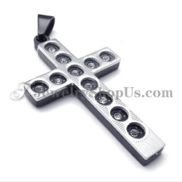 Pendentif Élégant En Titane Avec Croix Noire Et Strass
