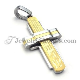 Magnifique Pendentif Croix En Titane Doré