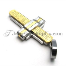 Magnifique Pendentif Croix En Titane Doré