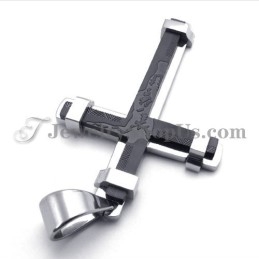 Superbe Pendentif Croix En Titane Noir