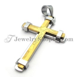 Magnifique Pendentif Croix En Titane Or Et Argent