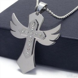 Collier Avec Pendentif En Forme D'Aile En Argent Et Titane Pur Pour Homme