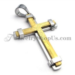 Magnifique Pendentif Croix En Titane Or Et Argent