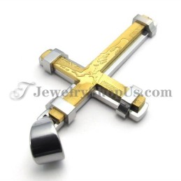 Magnifique Pendentif Croix En Titane Or Et Argent