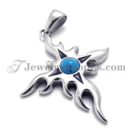 Pendentif Tendance En Titane Avec Zircon Bleu