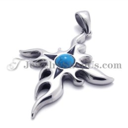 Pendentif Tendance En Titane Avec Zircon Bleu