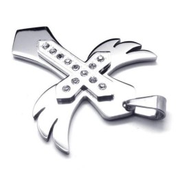 Collier Avec Pendentif En Forme D'Aile En Argent Et Titane Pur Pour Homme