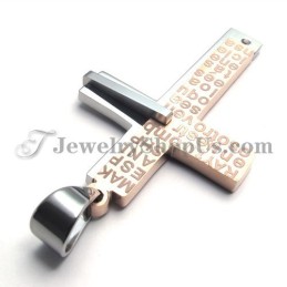 Magnifique Pendentif Croix En Titane Et Or Rose