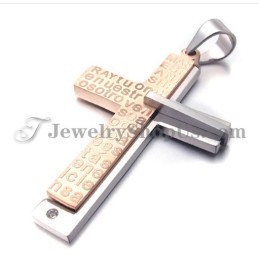 Magnifique Pendentif Croix En Titane Et Or Rose