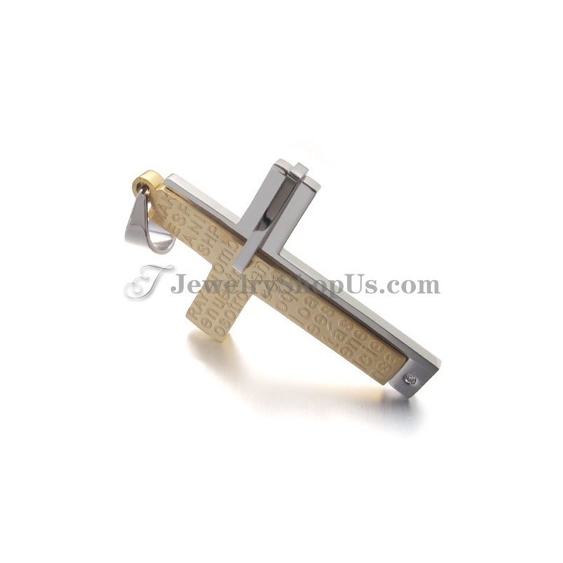 Magnifique Pendentif Croix En Or Et Titane
