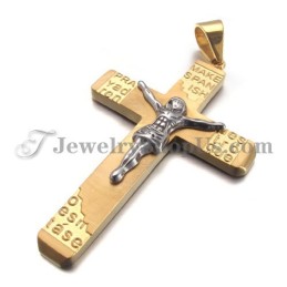 Magnifique Pendentif Croix De Jésus En Titane Doré