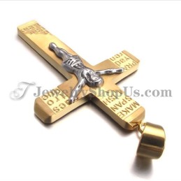 Magnifique Pendentif Croix De Jésus En Titane Doré