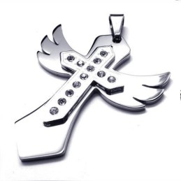 Collier Avec Pendentif En Forme D'Aile En Argent Et Titane Pur Pour Homme