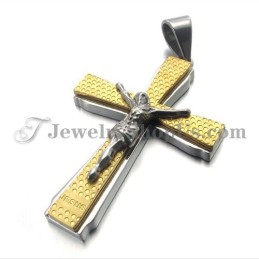Élégant Pendentif Croix De Jusus En Titane Et Or