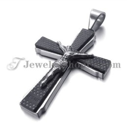 Élégant Pendentif Croix De Jusus En Titane Noir
