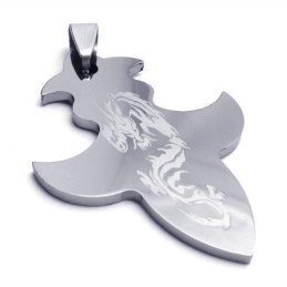 Collier Avec Pendentif Croix Dragon En Acier Tungstène Pour Homme (Neuf)