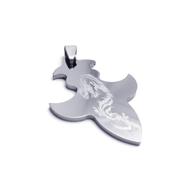 Collier Avec Pendentif Croix Dragon En Acier Tungstène Pour Homme (Neuf) Collier Avec Pendentif Croix Dragon En Acier Tungstène Pour Homme (Neuf)