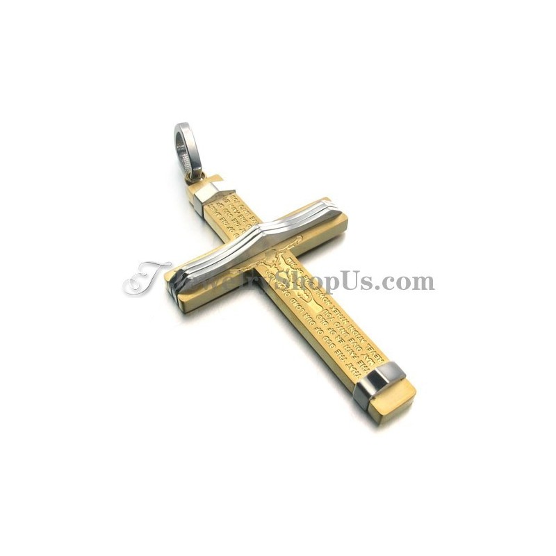 Pendentif Croix En Titane Et Or Tendance
