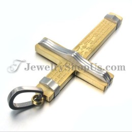 Pendentif Croix En Titane Et Or Tendance