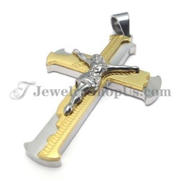 Pendentif Classique En Or Et Titane Avec Croix De Jésus