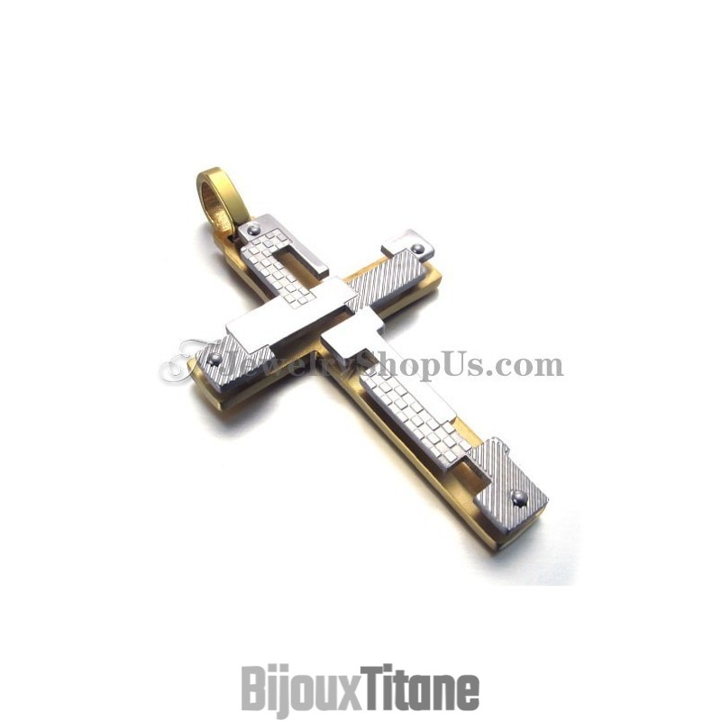 Pendentif Croix En Titane Doré Tendance Pendentif Croix En Titane Doré Tendance