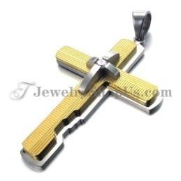 Pendentif Croix En Titane Doré