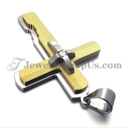 Pendentif Croix En Titane Doré