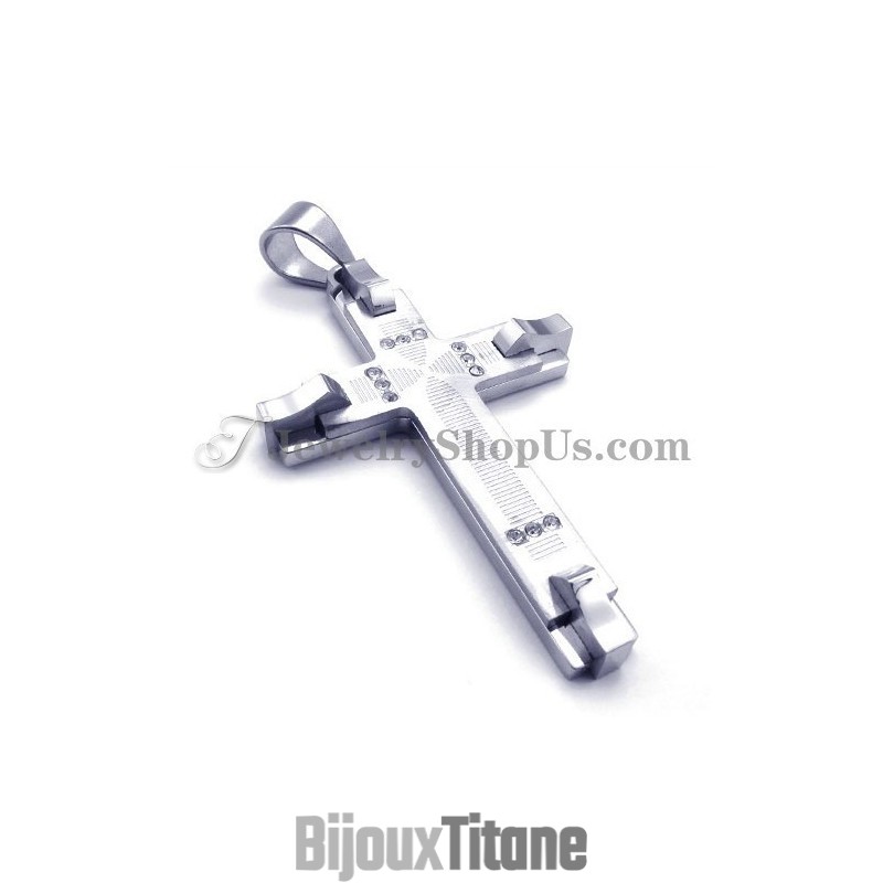 Magnifique Pendentif Croix En Titane Avec Strass Magnifique Pendentif Croix En Titane Avec Strass