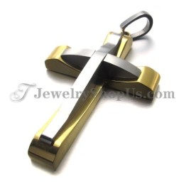 Élégant Pendentif Croix En Titane Et Or