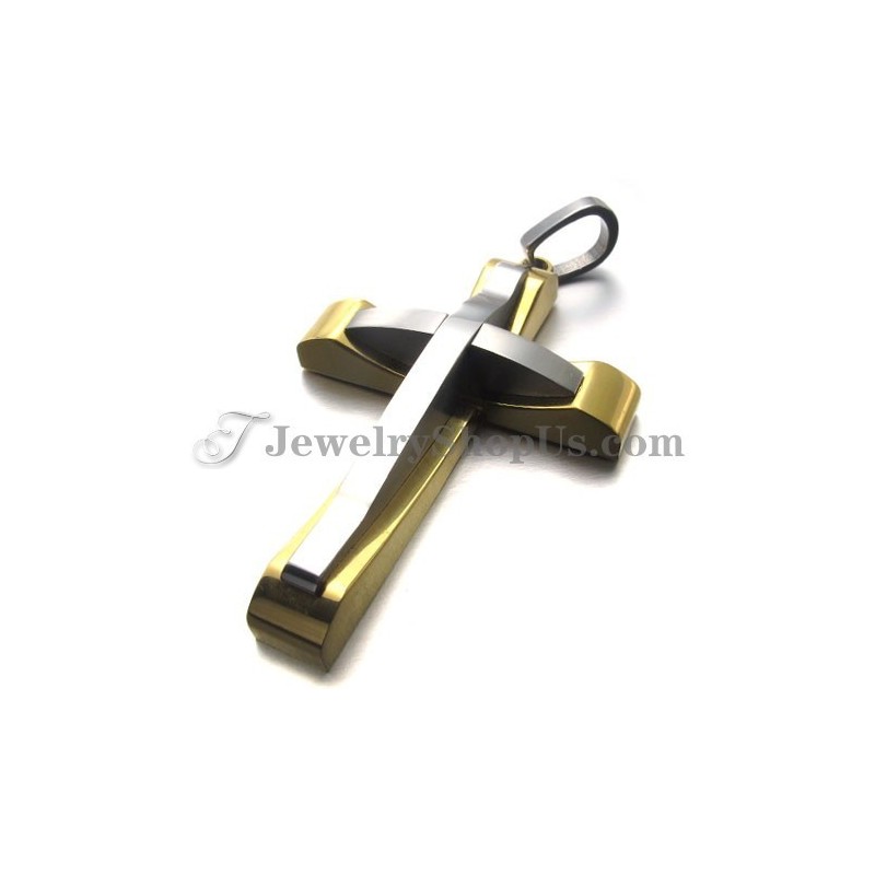 Élégant Pendentif Croix En Titane Et Or Élégant Pendentif Croix En Titane Et Or
