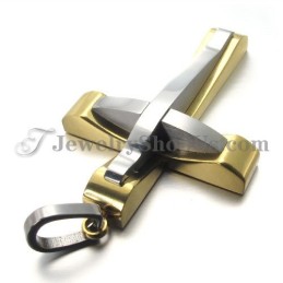 Élégant Pendentif Croix En Titane Et Or