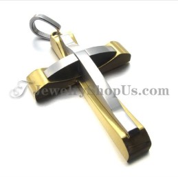 Élégant Pendentif Croix En Titane Et Or
