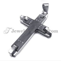 Superbe Pendentif Croix En Titane Noir Avec Strass