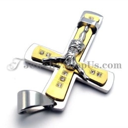 Magnifique Pendentif Croix De Jésus En Titane Doré
