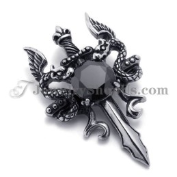 Pendentif Épée Tendance En Titane Avec Zircon Noir
