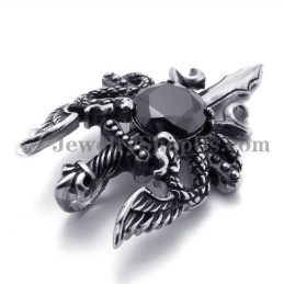 Pendentif Épée Tendance En Titane Avec Zircon Noir