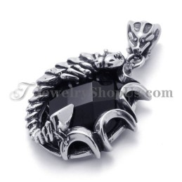 Pendentif Élégant En Titane Et Zircon Noir