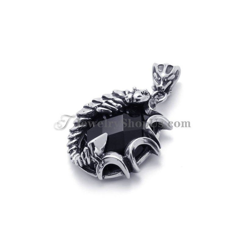 Pendentif Élégant En Titane Et Zircon Noir Pendentif Élégant En Titane Et Zircon Noir