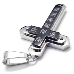 Collier Avec Pendentif Croix En Titane Pur Noir Pour Homme