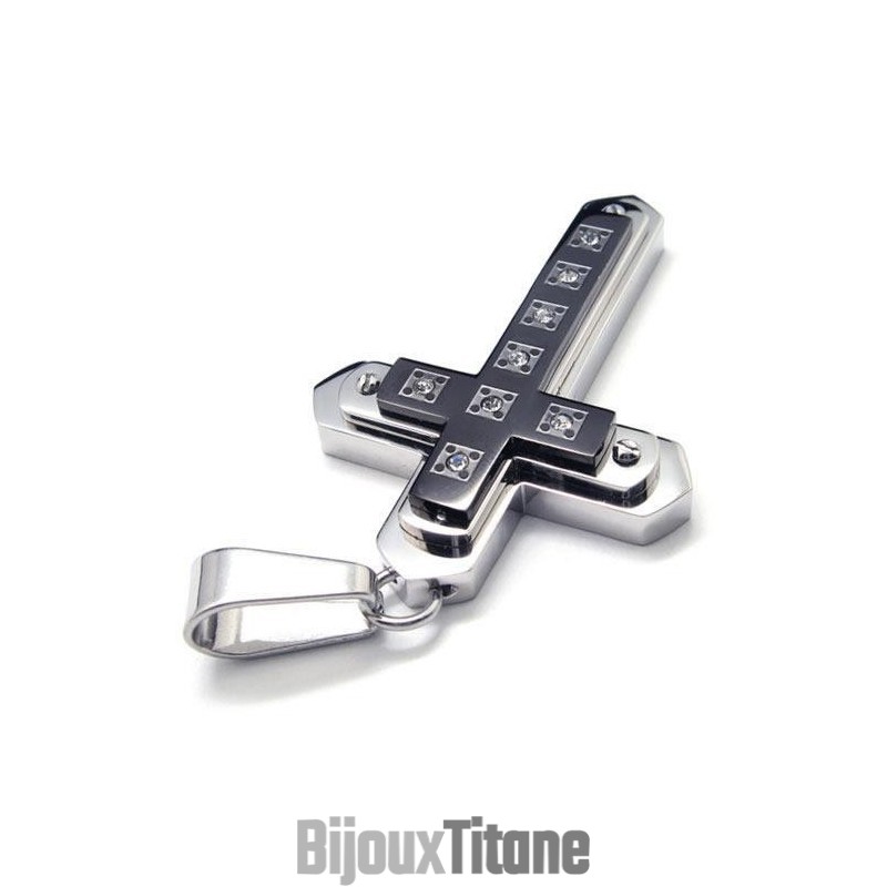 Collier Avec Pendentif Croix En Titane Pur Noir Pour Homme Collier Avec Pendentif Croix En Titane Pur Noir Pour Homme