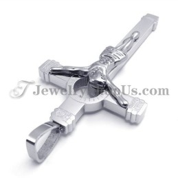 Élégant Pendentif Croix De Jésus En Argent Et Titane
