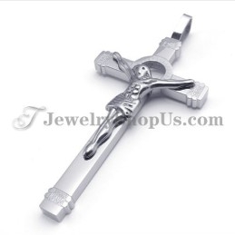 Élégant Pendentif Croix De Jésus En Argent Et Titane