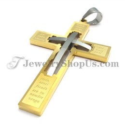 Pendentif Élégant En Titane Avec Croix En Or
