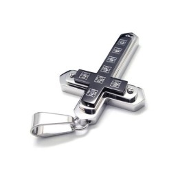 Collier Avec Pendentif Croix En Titane Pur Noir Pour Homme