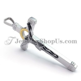 Élégant Pendentif Croix De Jésus En Titane Doré