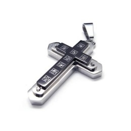 Collier Avec Pendentif Croix En Titane Pur Noir Pour Homme